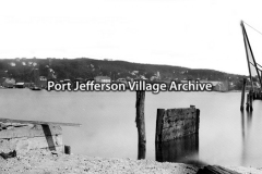 panoramic view of Port Jefferson harbor and waterfront along Broadway