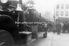 Port Jefferson Fire Department responds to blaze on Main Street - later Cooper building - also shows Long Island Lighting System (LILCO)