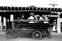 coach to the Belle Terre Club awaits for passengers at the Port Jefferson railroad station-LIRR-terminal-depot